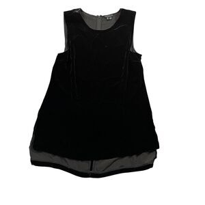 Theory Medium Black Velour Sleeveless Top Viscose and Silk Back Zipper‎